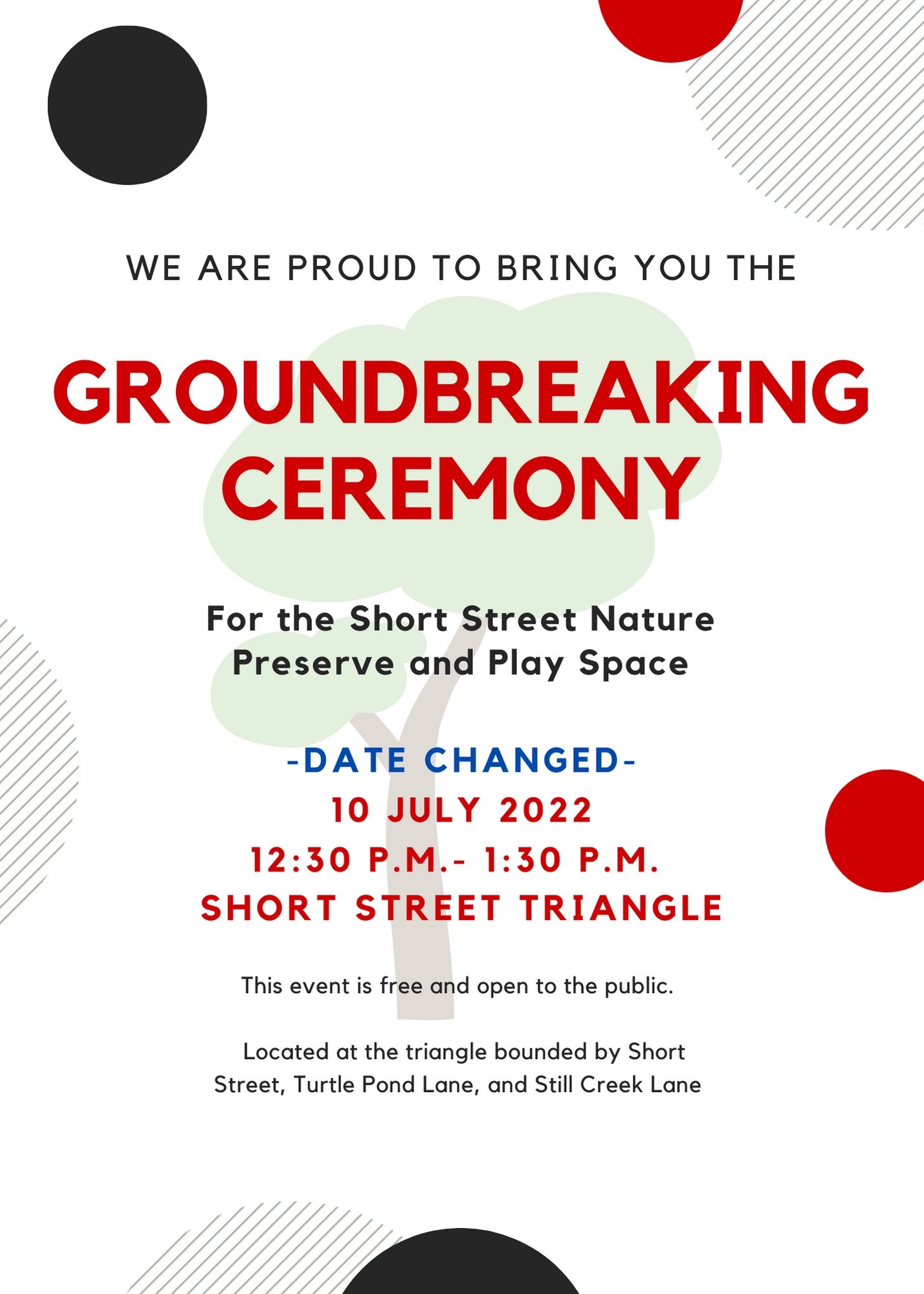 Groundbreaking Ceremony for the Short Street Nature Play Project - UPDATED